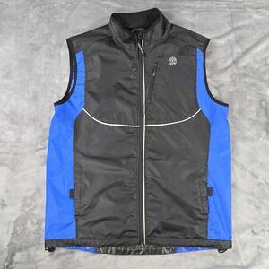 Golds Gym Vest Adult Small Blue Black Full Zip Reflective Running Jogging